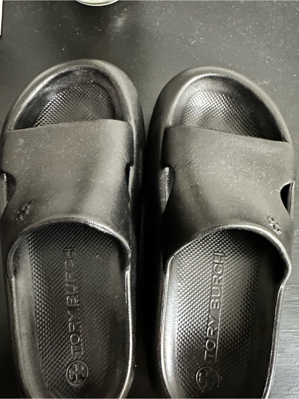 Tory Burch Black Rubber Slide Sandals